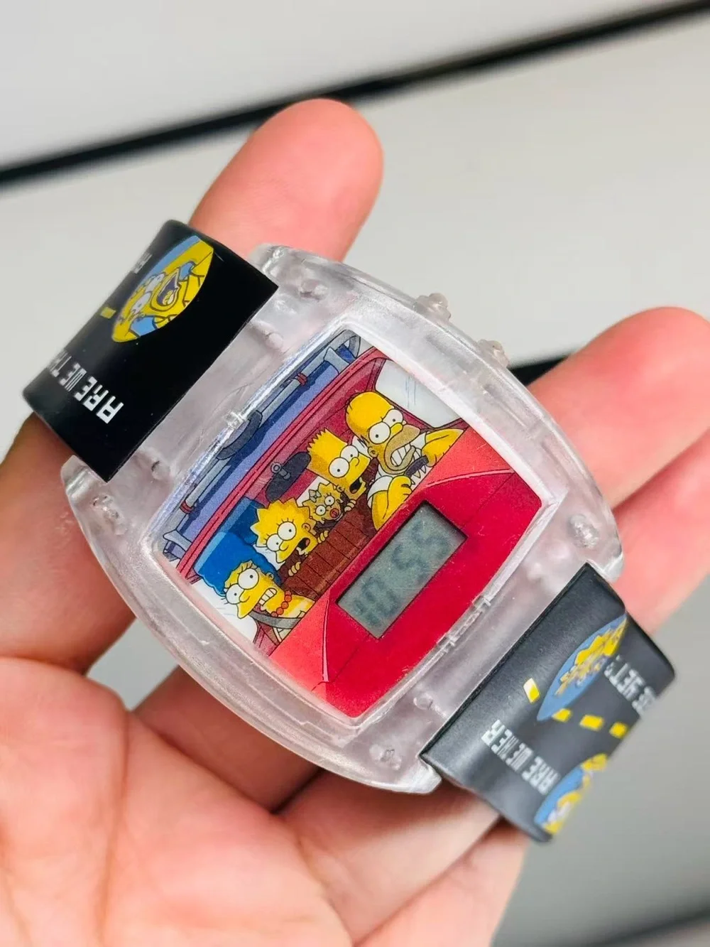 Vintage Simpsons Watch Digital Quartz Watch 48mm Black Strap New Battery Runs